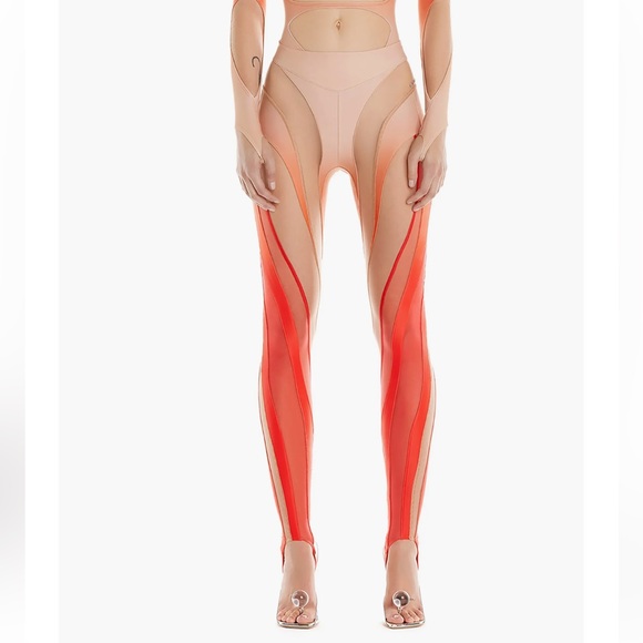MUGLER Sheer Spiral Stirrup Leggings - Picture 11 of 12